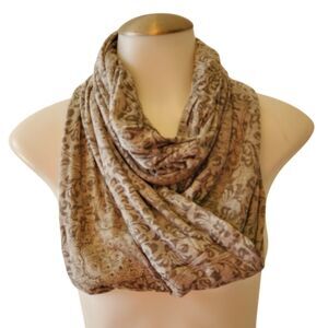 Infinity Scarf Gray Print Unisex Polyester Cotton Lightweight Fall Winter